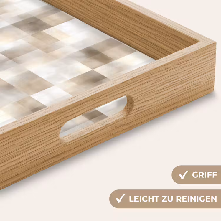 Textuur - Linnen - Beige Dienblad Rechthoek middel 911 -USP_HandgreepDE