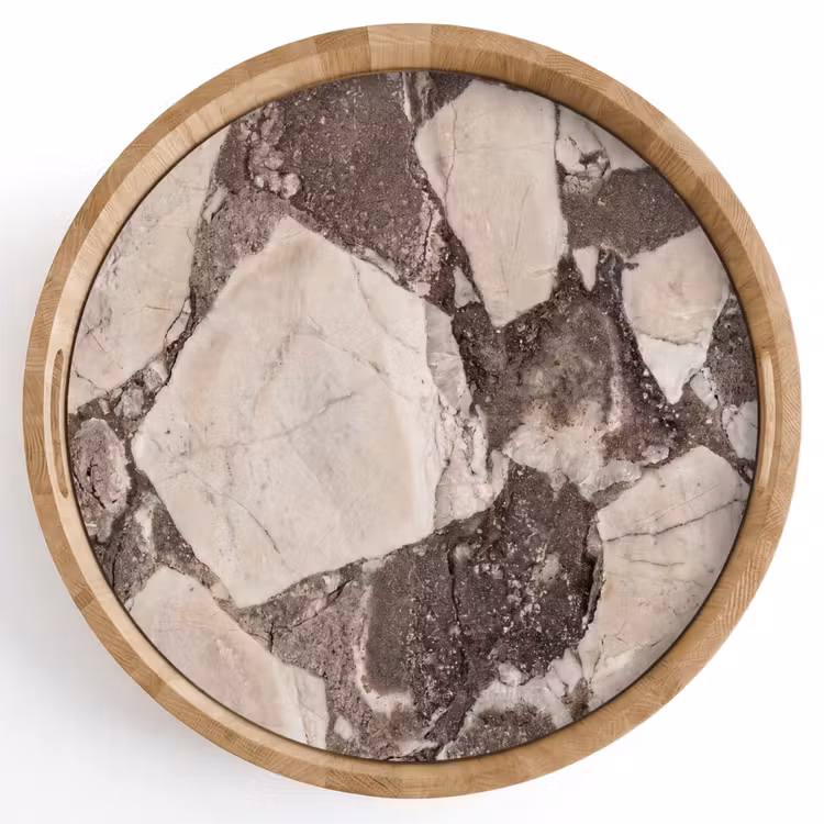 Textuur - Marmer - Abstract - Beige - Bruin Dienblad Rond middel -z3d_shopping
