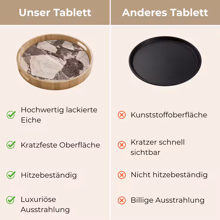 Textuur - Marmer - Abstract - Beige - Bruin Dienblad Rond middel -USP_VergelijkingDE