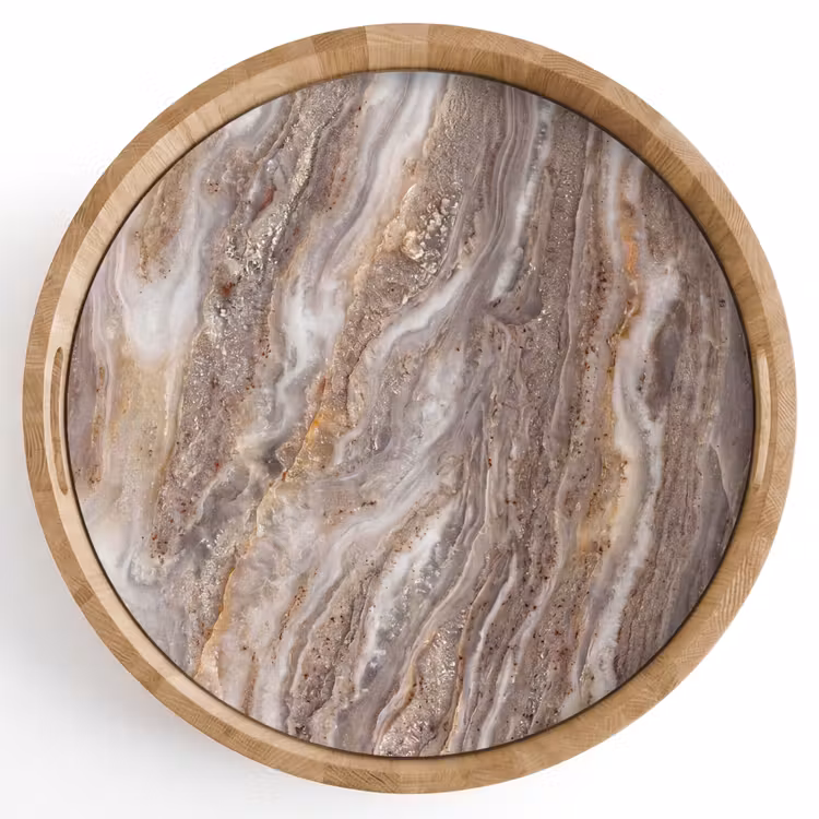 Textuur - Steen - Abstract - Beige Dienblad Rond middel -z3d_shopping