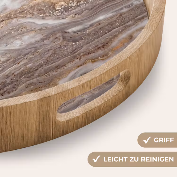Textuur - Steen - Abstract - Beige Dienblad Rond middel -USP_HandgreepDE