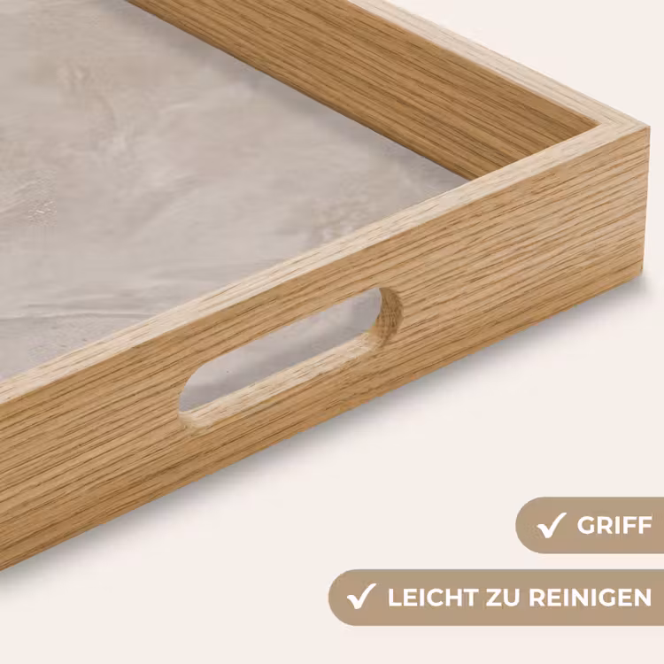 Textuur - Wand - Modern - Beige - Abstract Dienblad Rechthoek middel -USP_HandgreepDE