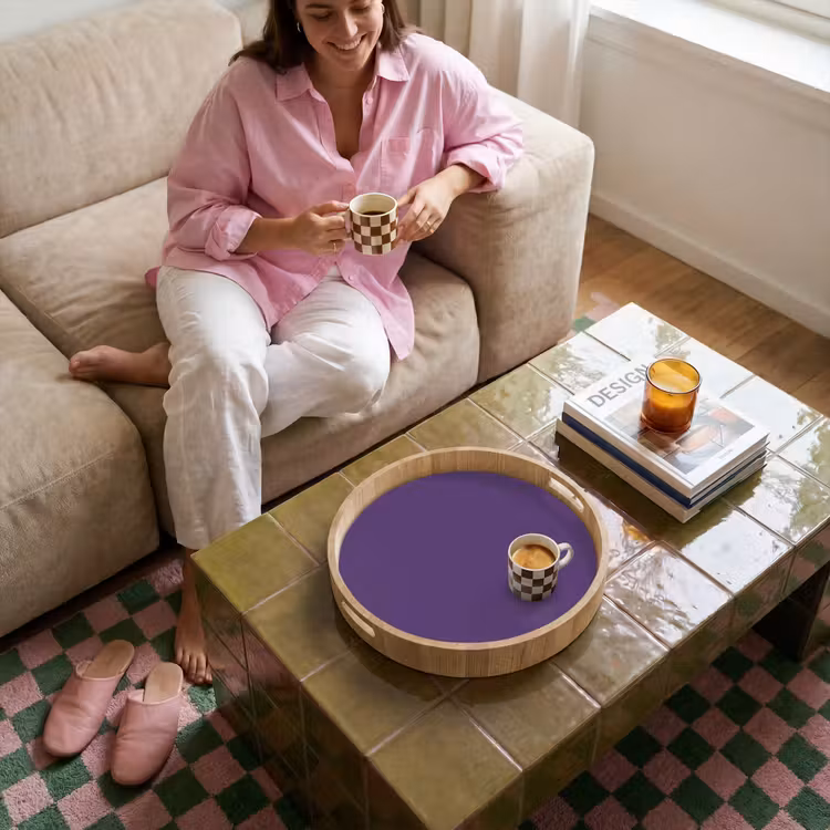 Deep - Plum - Paars Dienblad Rond middel 914 -sfeer3