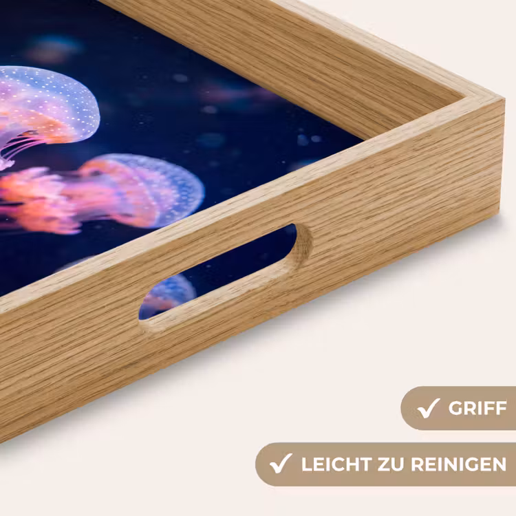 Dier - Onderwater - Natuur - Roze - Mysterieus Dienblad Rechthoek middel -USP_HandgreepDE