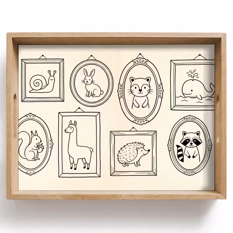 Dieren - Illustratie - Lijsten - Galerij - Speels Dienblad Rechthoek middel -z3d_shopping