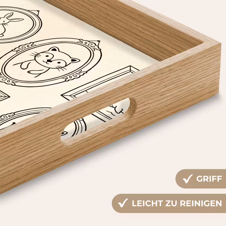 Dieren - Illustratie - Lijsten - Galerij - Speels Dienblad Rechthoek middel -USP_HandgreepDE