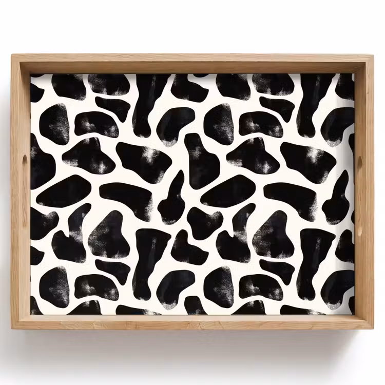 Dierenpatroon - Vlekken - Zwart - Wit Dienblad Rechthoek middel 911 -z3d_shopping