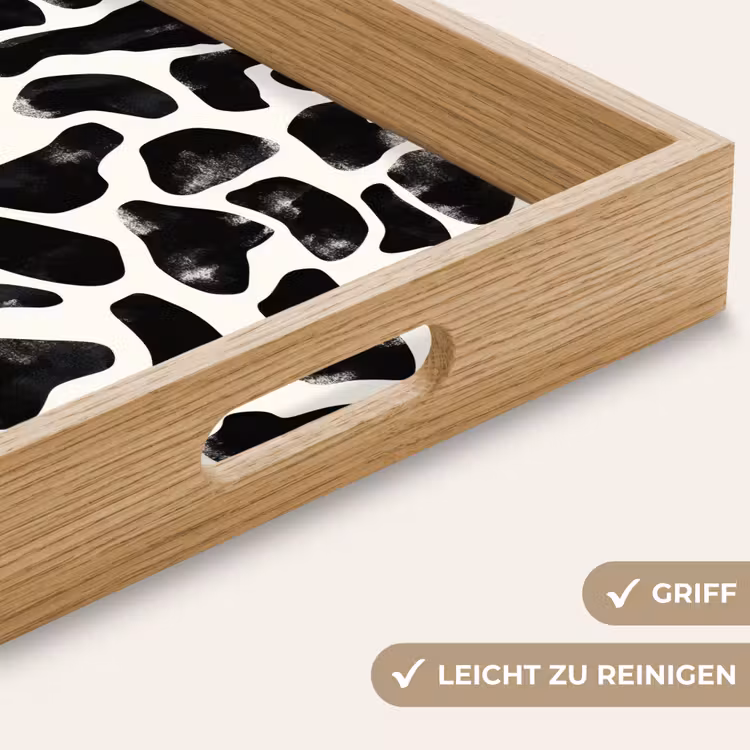 Dierenpatroon - Vlekken - Zwart - Wit Dienblad Rechthoek middel 911 -USP_HandgreepDE
