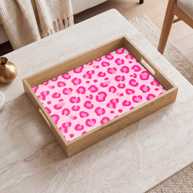 Dierenprint - Patroon - Abstract - Modern - Roze Dienblad Rechthoek middel -sfeer1