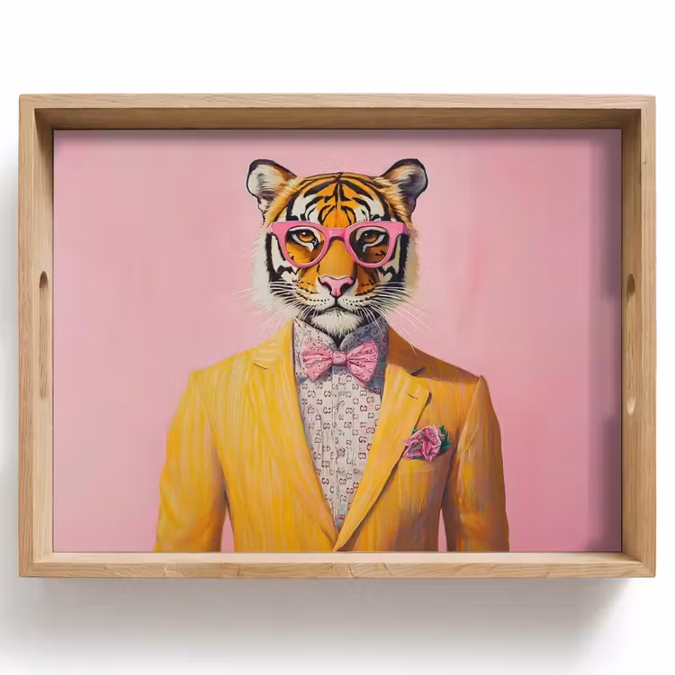 Tijger - Bril - Geel - Jasje Dienblad Rechthoek middel -z3d_shopping