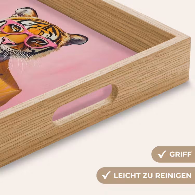 Tijger - Bril - Geel - Jasje Dienblad Rechthoek middel -USP_HandgreepDE