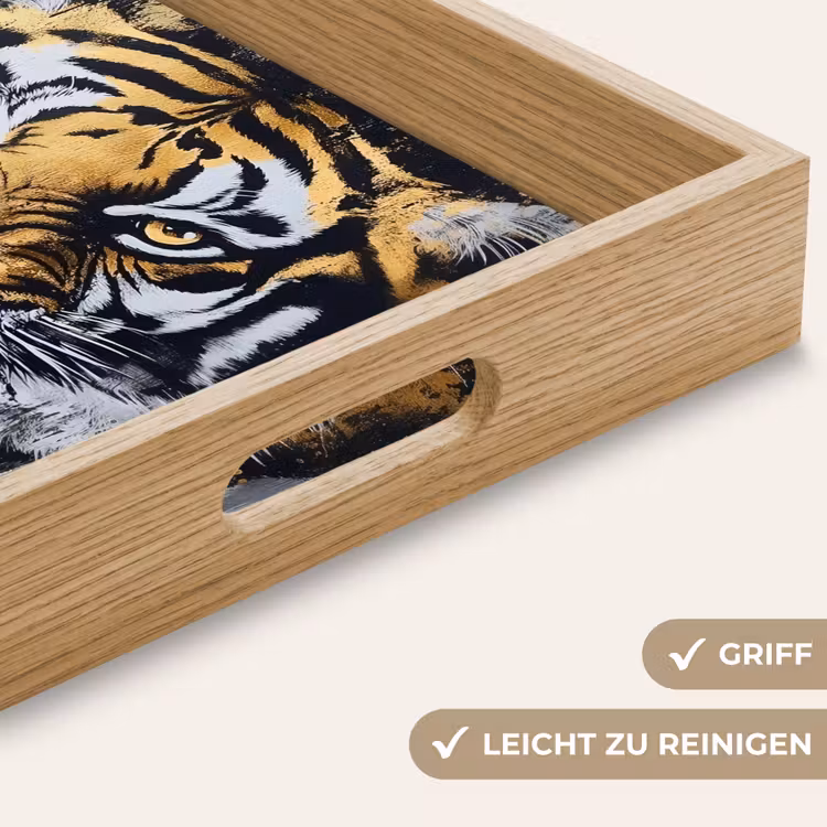 Tijger - Verfspatten - Goud Dienblad Rechthoek middel -USP_HandgreepDE