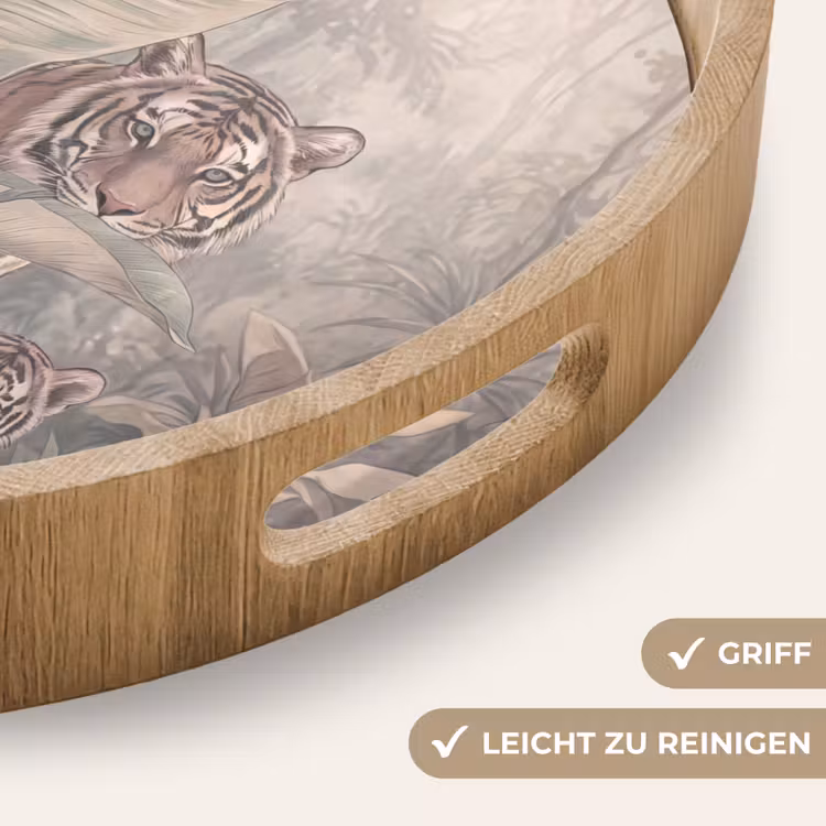 Tijger - Welp - Jungle - Illustratie - Dieren Dienblad Rond middel -USP_HandgreepDE