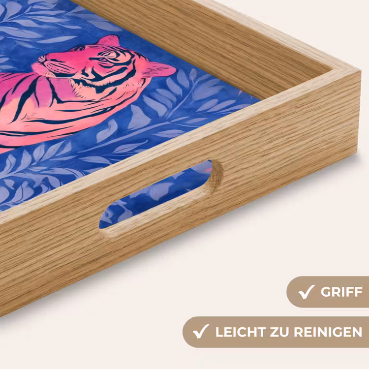 Tijger - Roze - Bladeren - Jungle Dienblad Rechthoek middel -USP_HandgreepDE