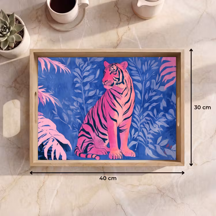 Tijger - Roze - Bladeren - Jungle Dienblad Rechthoek middel -USP_Formaat