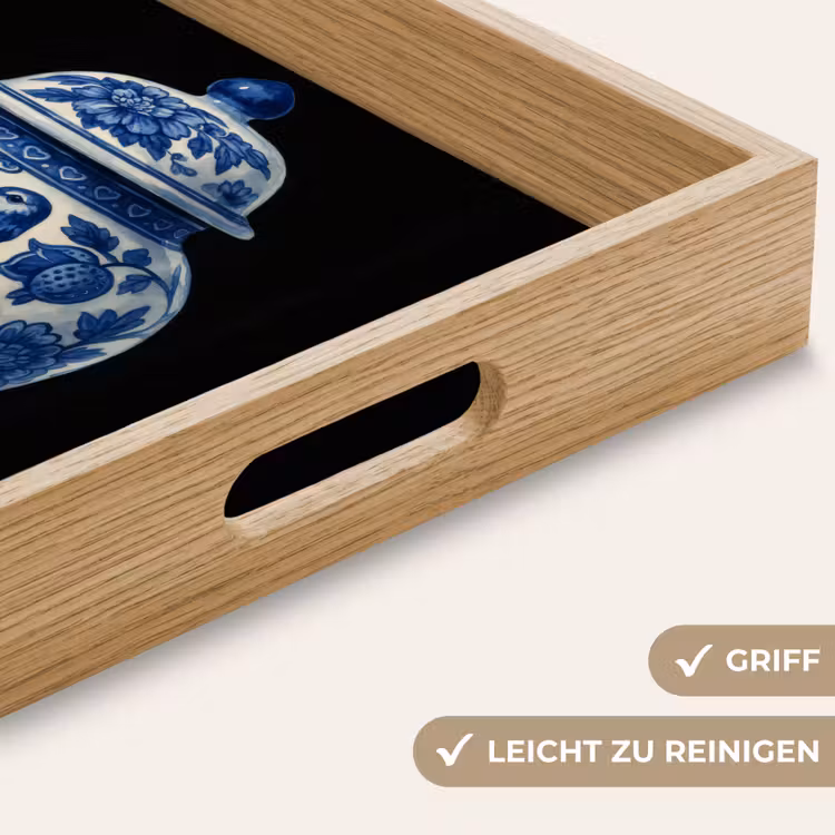 Pot - Delfts Blauw - Bloemen Dienblad Rechthoek middel -USP_HandgreepDE