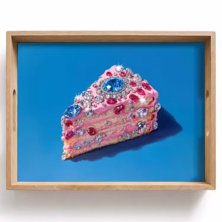 Taart - Edelstenen - Glitters - Roze Dienblad Rechthoek middel -z3d_shopping
