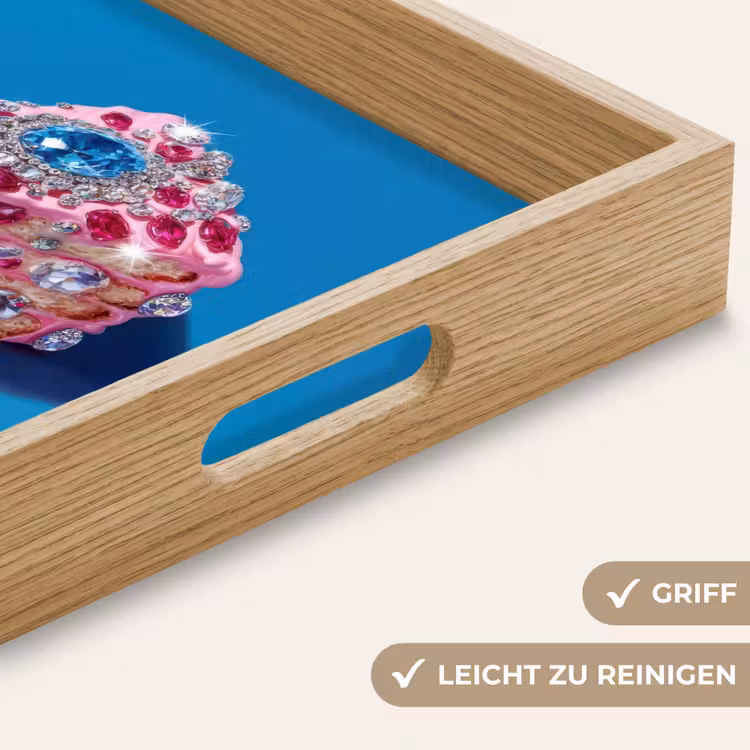 Taart - Edelstenen - Glitters - Roze Dienblad Rechthoek middel -USP_HandgreepDE