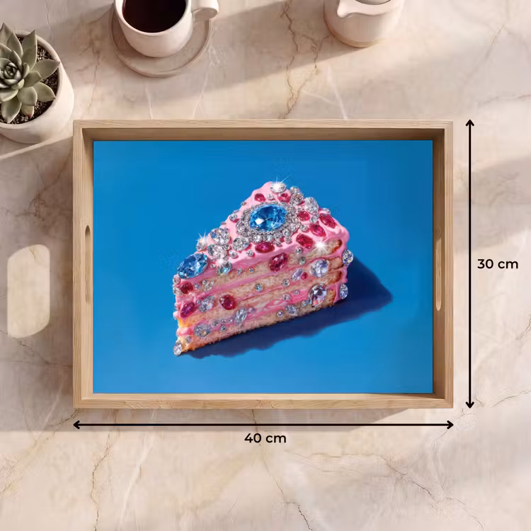 Taart - Edelstenen - Glitters - Roze Dienblad Rechthoek middel -USP_Formaat
