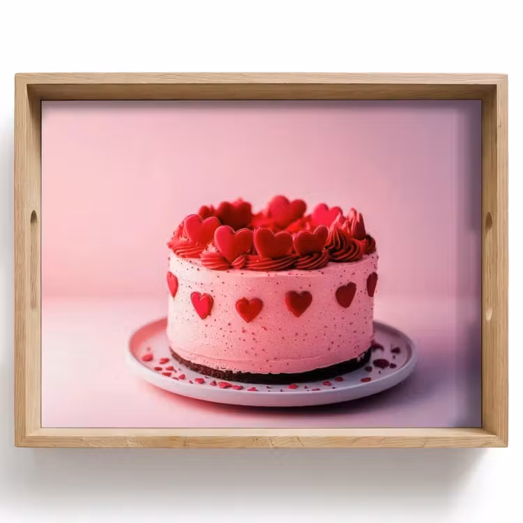 Taart - Hart - Roze Dienblad Rechthoek middel -z3d_shopping