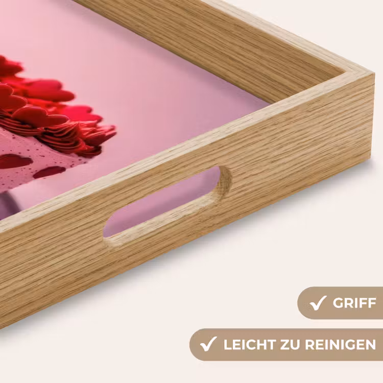 Taart - Hart - Roze Dienblad Rechthoek middel -USP_HandgreepDE