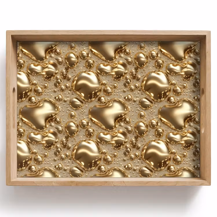 Druppels - Organisch - Goud Dienblad Rechthoek middel 911 -z3d_shopping