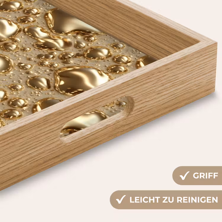 Druppels - Organisch - Goud Dienblad Rechthoek middel 911 -USP_HandgreepDE