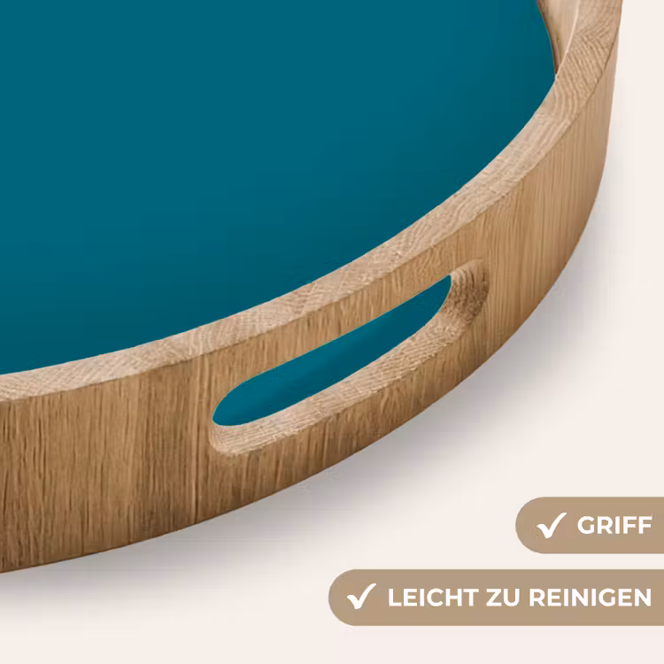 Tropical - Peacock - Blauw Dienblad Rond middel 914 -USP_HandgreepDE