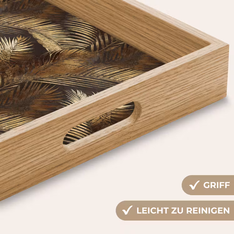 Tropisch - Bladeren - Goud Dienblad Rechthoek middel 911 -USP_HandgreepDE