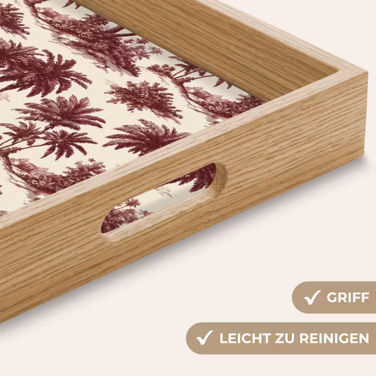 Tropisch - Geometrisch - Bordeauxrood Dienblad Rechthoek middel 911 -USP_HandgreepDE
