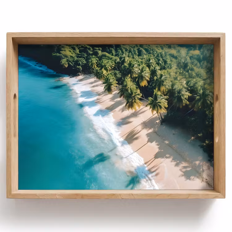 Tropisch - Strand - Water - Palmbomen Dienblad Rechthoek middel -z3d_shopping