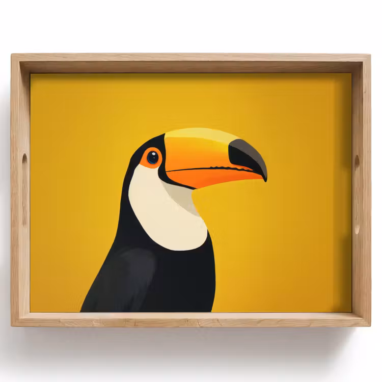 Toekan - Minimalistisch - Snavel - Oranje Dienblad Rechthoek middel -z3d_shopping