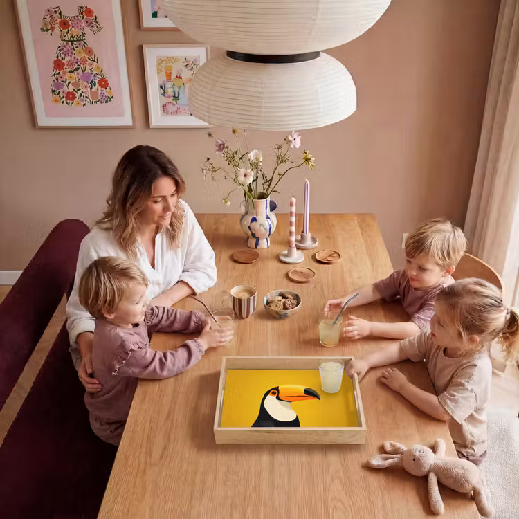 Toekan - Minimalistisch - Snavel - Oranje Dienblad Rechthoek middel -sfeer4