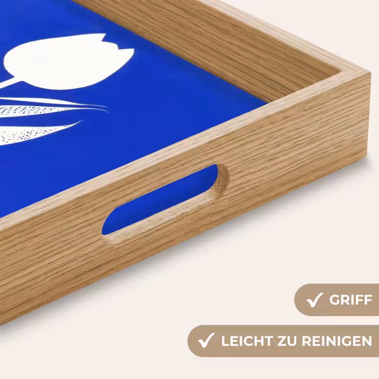 Tulp - Minimalistisch - Bladeren - Wit Dienblad Rechthoek middel -USP_HandgreepDE