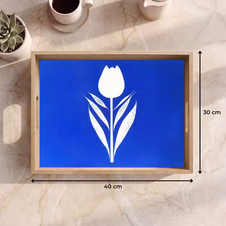 Tulp - Minimalistisch - Bladeren - Wit Dienblad Rechthoek middel -USP_Formaat