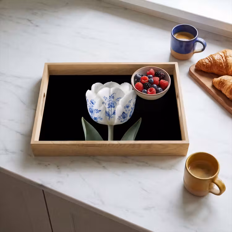 Tulp - Patroon - Blauw Dienblad Rechthoek middel -sfeer2