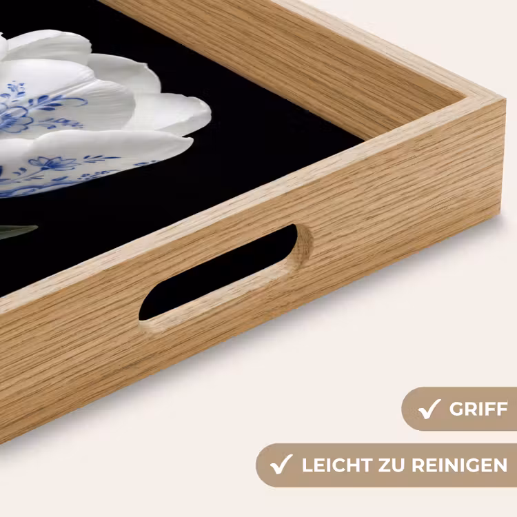 Tulp - Patroon - Blauw Dienblad Rechthoek middel -USP_HandgreepDE