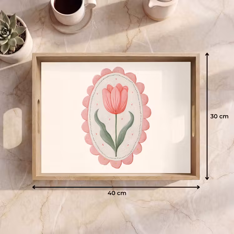 Tulp - Lijst - Ovaal - Illustratie Dienblad Rechthoek middel -USP_Formaat