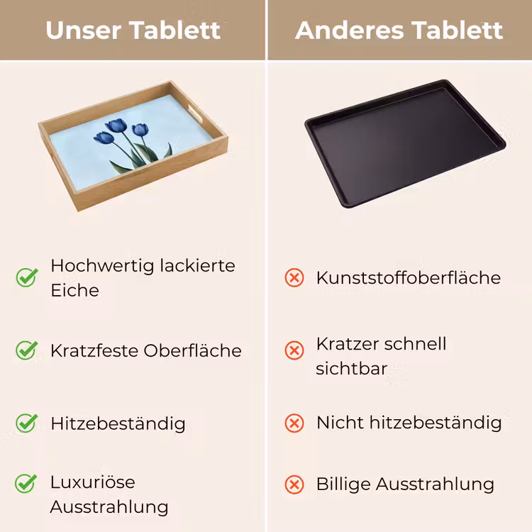 Tulpen - Blauw - Bladeren Dienblad Rechthoek middel -USP_VergelijkingDE