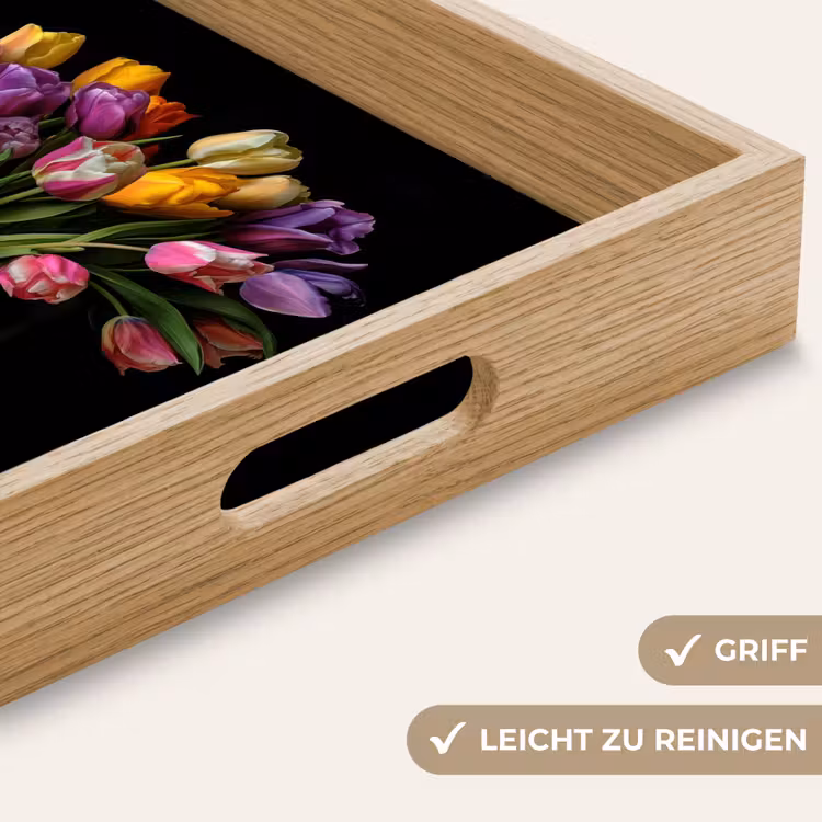 Tulpen - Kleuren - Hout - Vaas Dienblad Rechthoek middel -USP_HandgreepDE