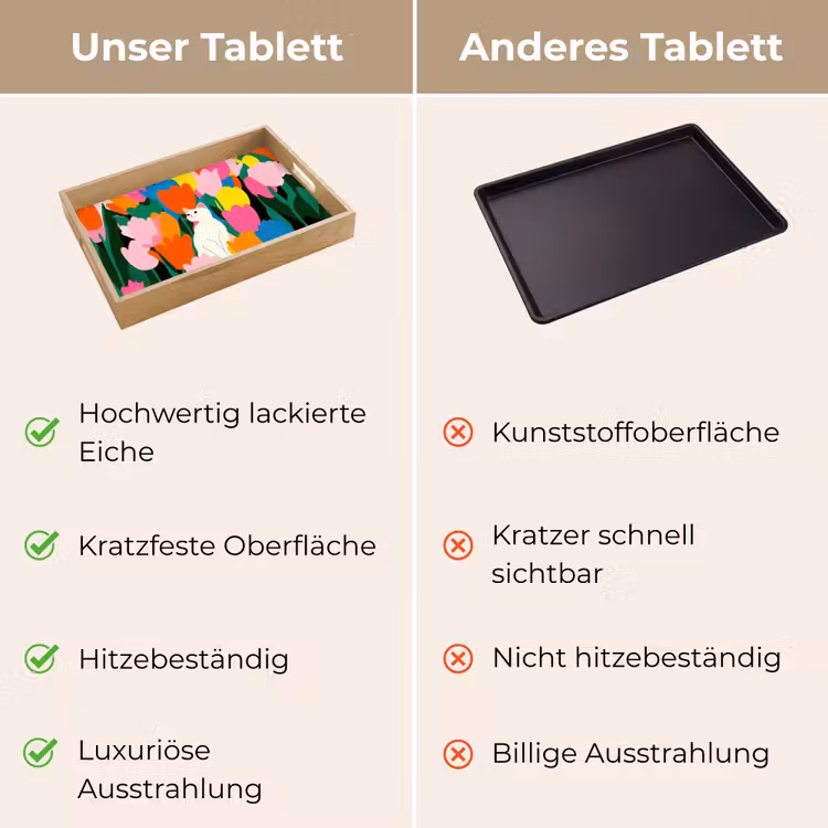 Tulpen - Kat - Kleurrijk Dienblad Rechthoek middel -USP_VergelijkingDE