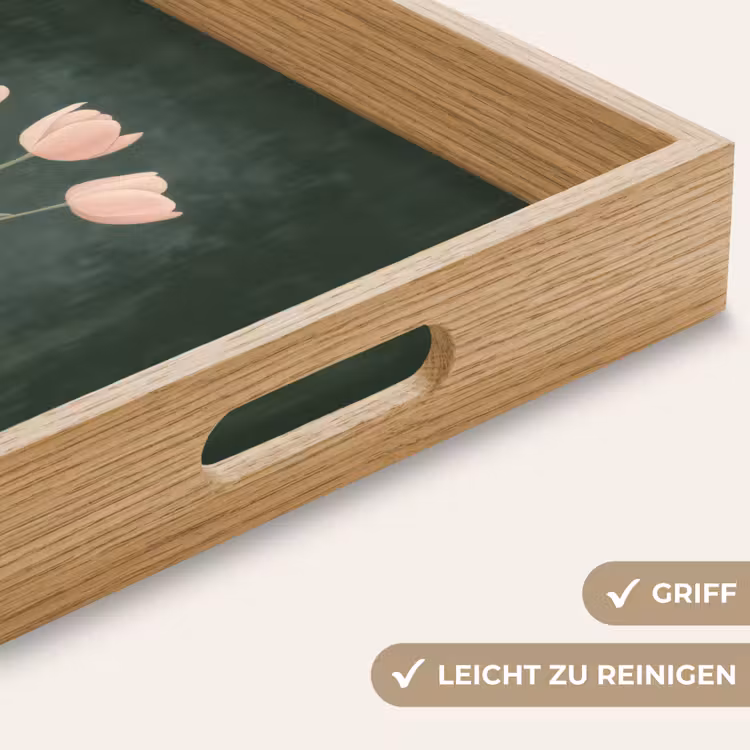 Tulpen - Liefde - Donkergroen Dienblad Rechthoek middel -USP_HandgreepDE