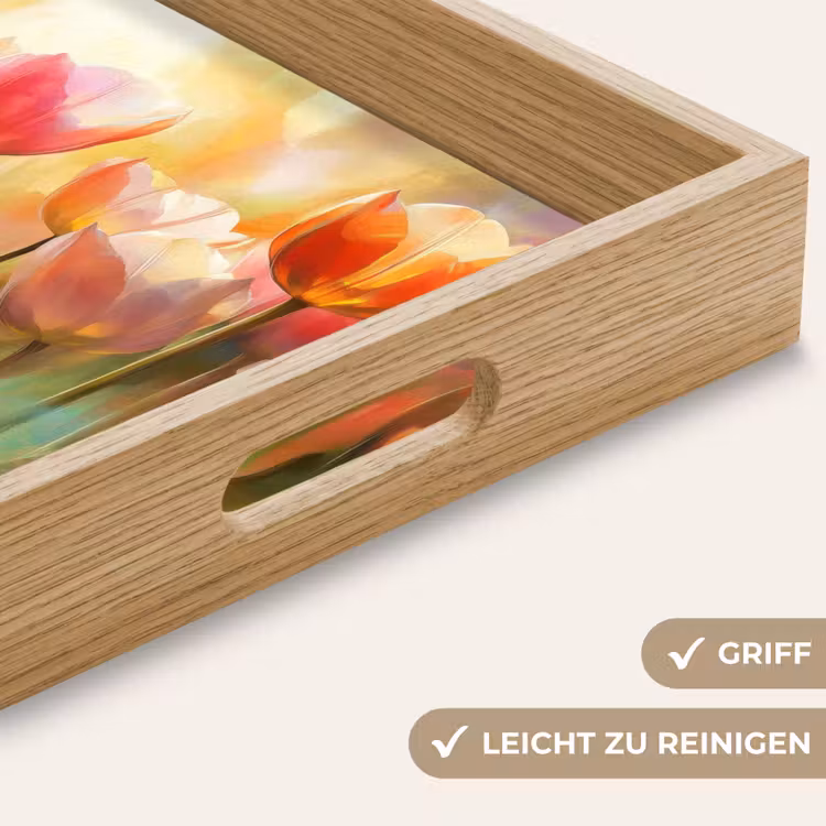 Tulpen - Sprookjesachtig - Kleurrijk Dienblad Rechthoek middel -USP_HandgreepDE