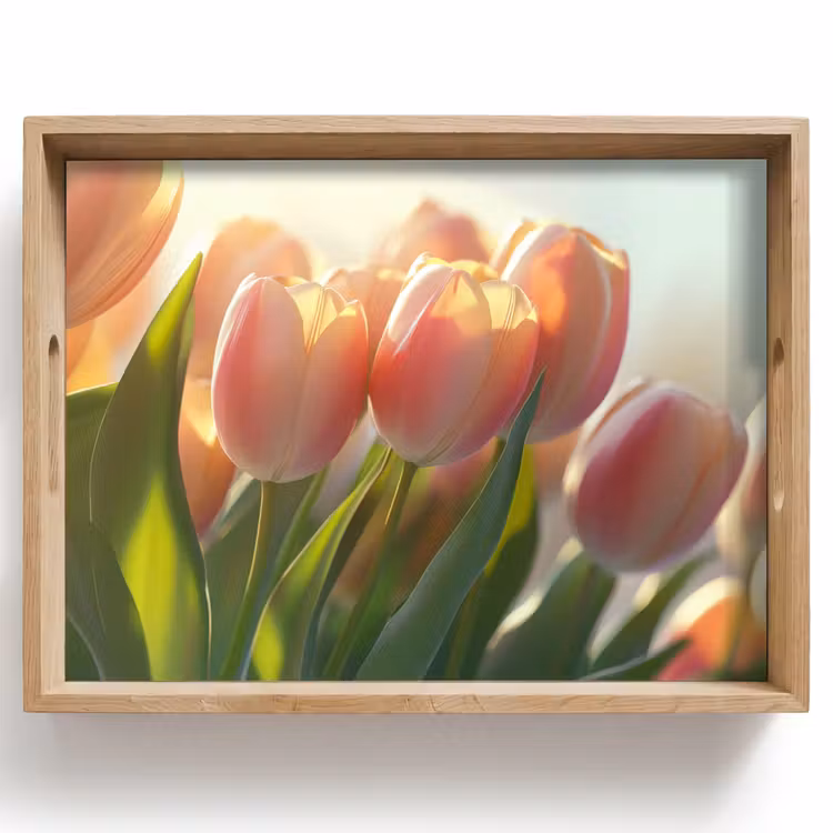 Tulpen - Roze - Zonnestralen Dienblad Rechthoek middel -z3d_shopping