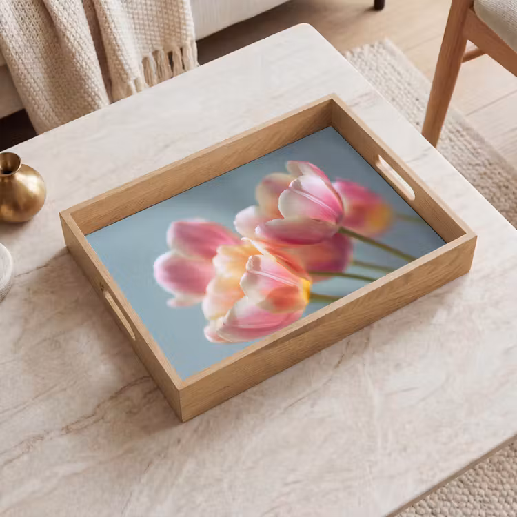Tulpen - Roze - Stelen Dienblad Rechthoek middel -sfeer1