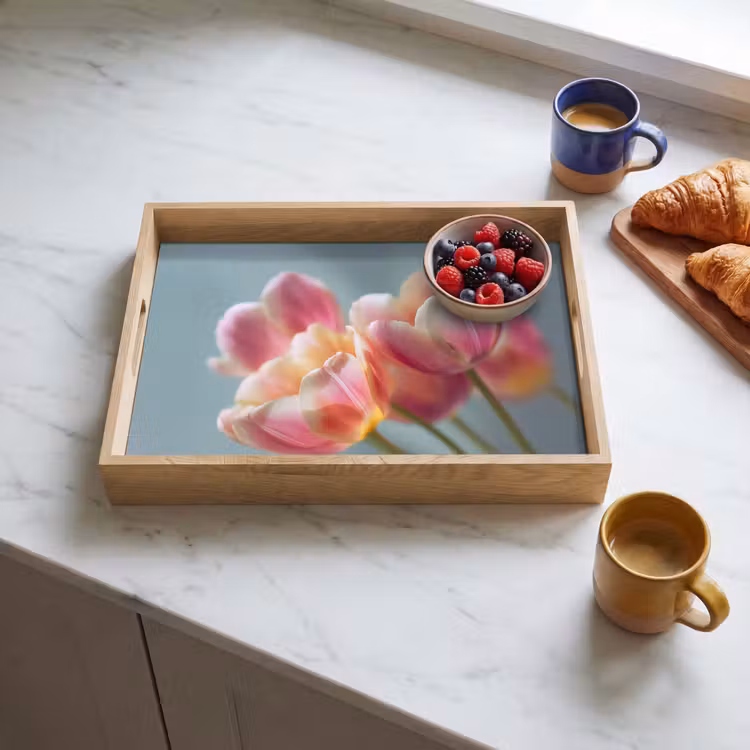 Tulpen - Roze - Stelen Dienblad Rechthoek middel -sfeer2