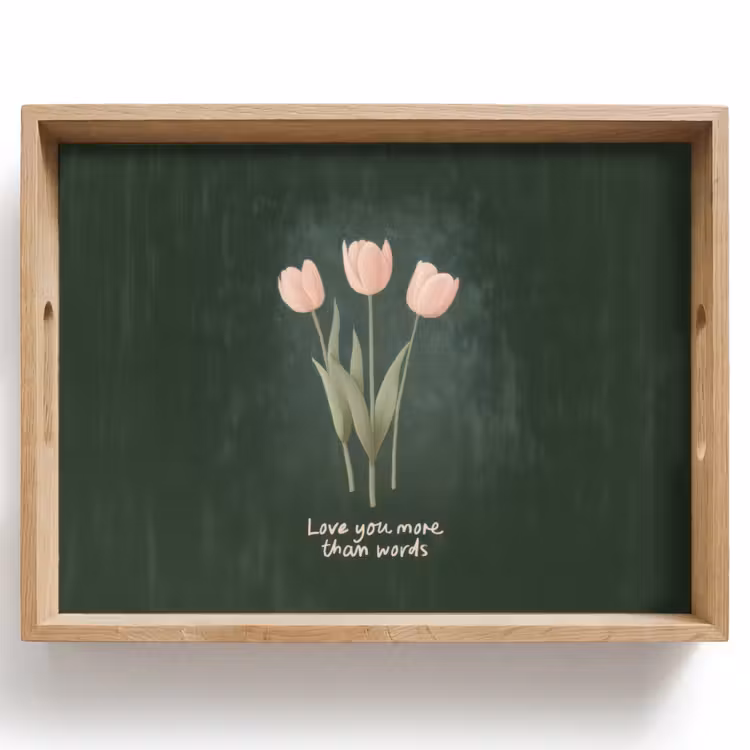 Tulpen - Roze - Tekst - Love Dienblad Rechthoek middel -z3d_shopping