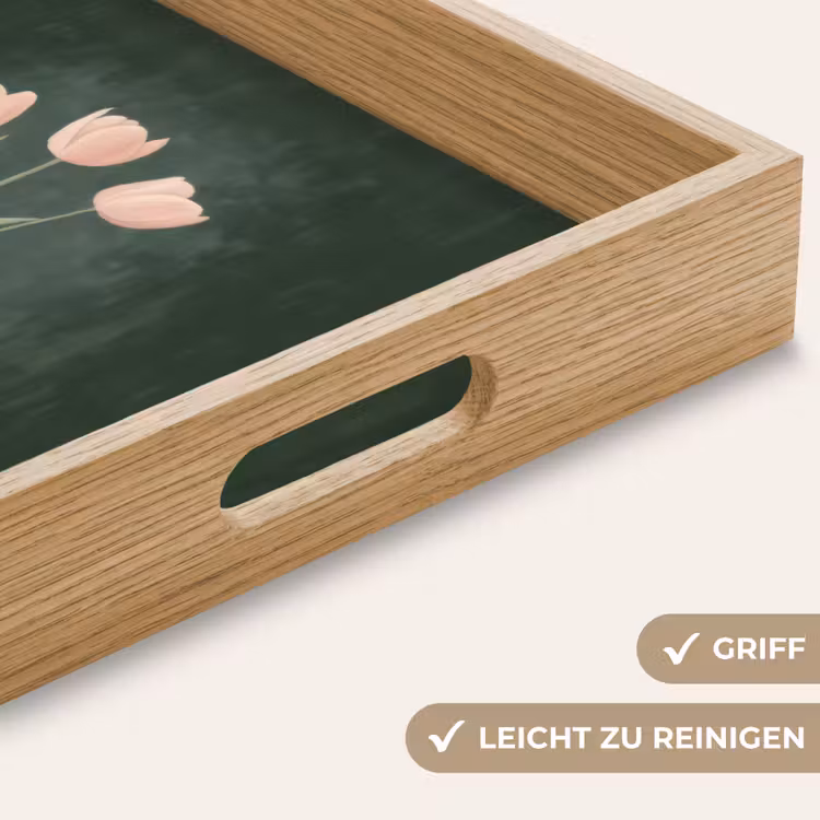 Tulpen - Roze - Tekst - Love Dienblad Rechthoek middel -USP_HandgreepDE
