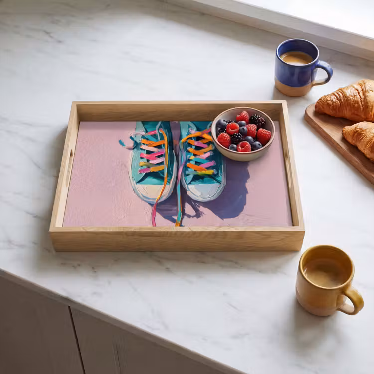 Sneakers - Veters - Kleurrijk - Schaduw Dienblad Rechthoek middel -sfeer2