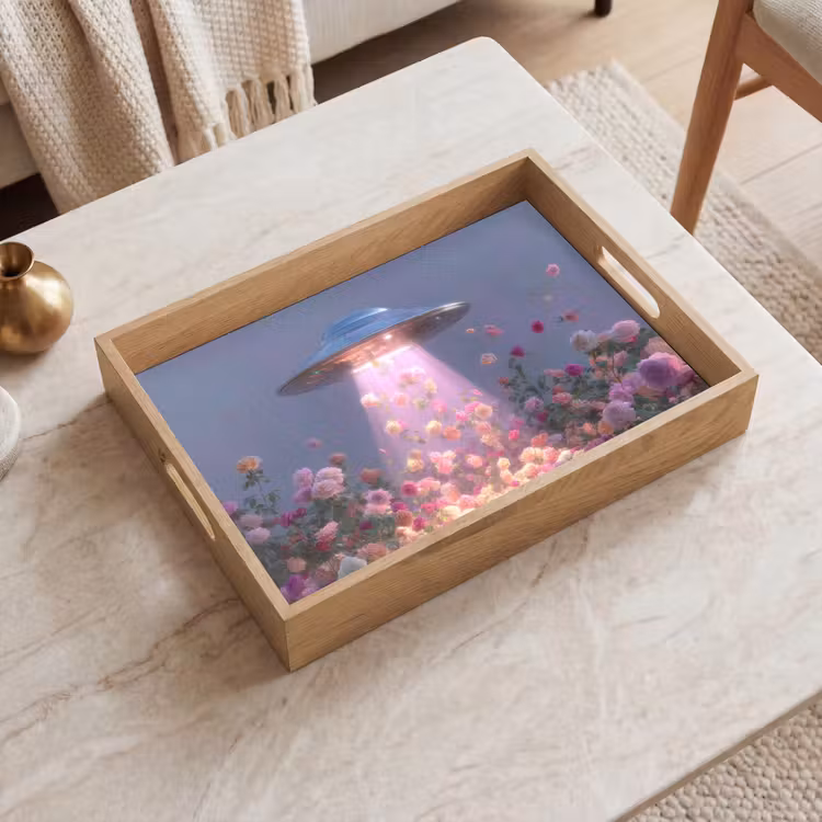 Ufo - Rozen - Pastelkleuren Dienblad Rechthoek middel -sfeer1